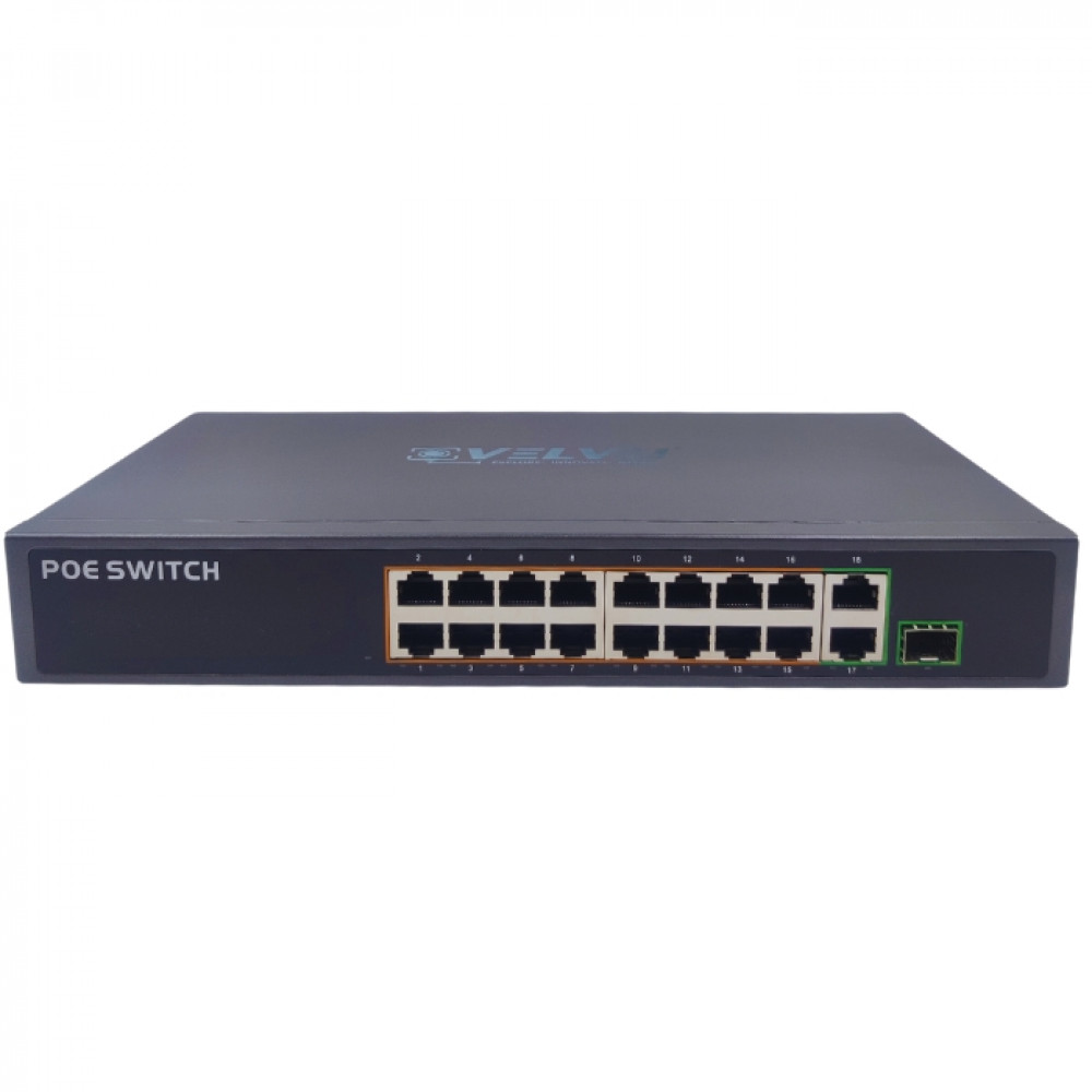 Image of VELVU 16 PORT POE SWITCH WITH 2 GIGA UP-LINK AND 1 SFP ST-POE-3116-G2-S1