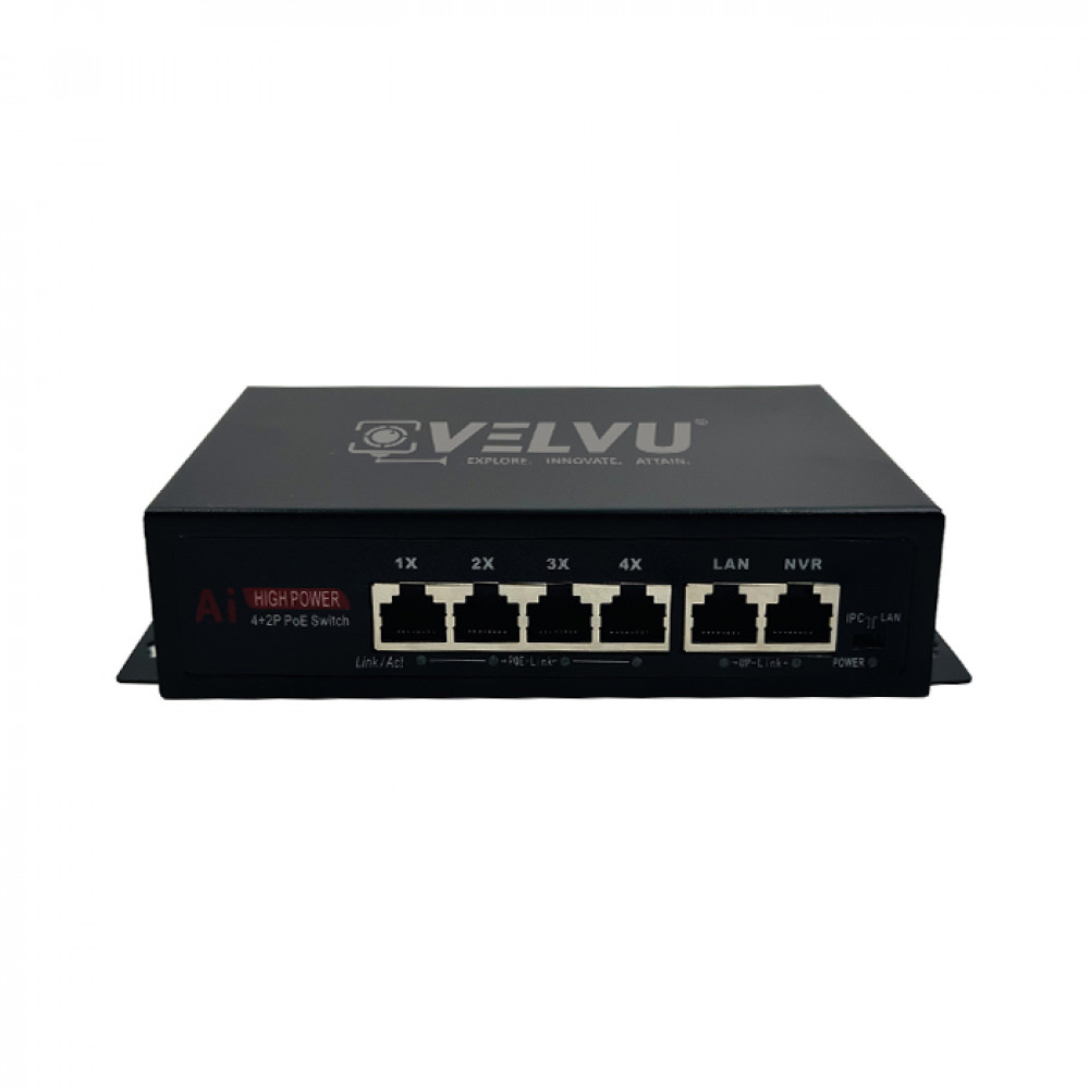 Image of VELVU 4 PORT FULL GIGA POE SWITCH WITH 2 UP-LINK ST-POE-5104-G2